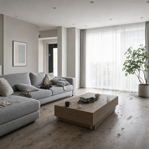 Sala antes de la limpieza.